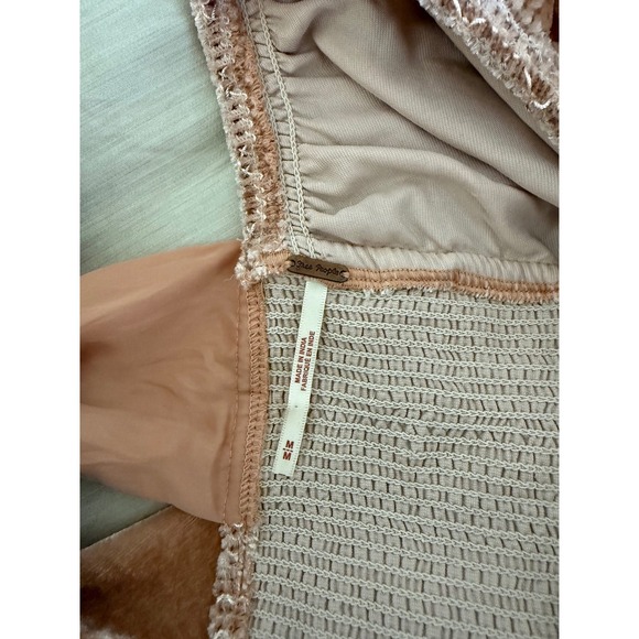 Free People Easy to Love Mini Dress Velvet Smocked Ruffle Babydoll Bohemian - Picture 9 of 9